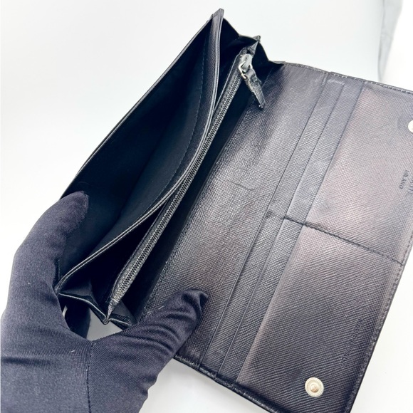 Prada Tessuto Continental Long Wallet Black Nylon & Leather w/ Silver Hardware - Picture 8 of 13